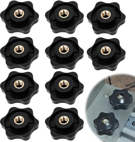 M6 Clamping Nuts 10 Pcs, M6 Female Knob Screws Star Knob Black Plastic Clamp Nut Suitable for Machinery Equipment Industrial Equipment, Machine Tools, Furniture, Fitness Equipment-32mm
