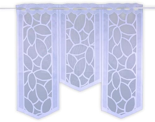 Clever-Kauf-24 Bistrogardine in Flächenvorhang Optik BxH 90x80cm Jacquard weiß Blättermotiv Schiebegardine 55625-0101