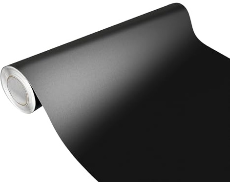 Autofolie matt 100x200 cm | Klebefolie Auto mit Luftkanal-Kleber und UV-Schutz | Selbstklebend Folie für Innen und Außen | Auto Folierung für Tuning | Carwrappingfolie | Strukturfolie Schwarz Matt