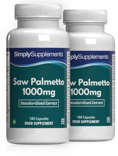 Saw Palmetto 1000 mg | Extrait de Serenoa Repens | Complément Alimentaire Naturel à Haute Puissance | 360 Gélules Végétaliens | Format 6 Mois | SimplySupplements