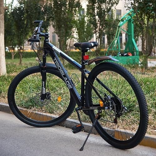 LSBIKE 24/26/27,5/29 Zoll Premium Mountainbike, 21 Gang Schaltung Erwachsene Outdoor Fahrrad, Gabelfederung, Doppel Scheibenbremsen, Verstellbarem Ergonomischen Sitz, MTB Fahrrad (Schwarz, 29 Zoll)