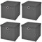 Stick&Shine 4X Aufbewahrungs Korb Dunkelgrau Faltbox 33 x 33 x 33 cm Regalkorb faltbar mit Deckel