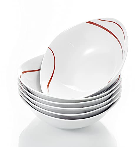 MALACASA, Serie Felisa, 6 teilig Müslischale Set Porzellan Dessertschale Schüsseln 17x17x5cm