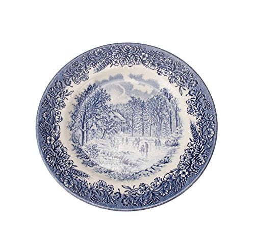 6 Platos de postre churchill England porcelana blanca y azul decorada con paisajes ingleses | 20 cm Ø