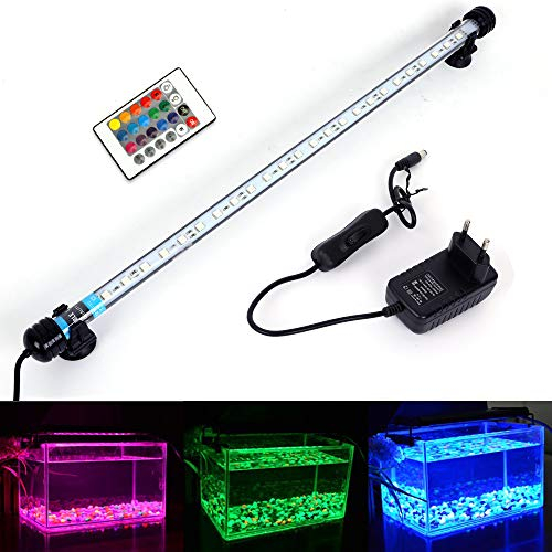 MLJ Aquarium LED Beleuchtung für Fisch Tank Wasserdicht Drachenfisch Licht Weiß & Blau/RGB,8 Größen (48 cm, RGB)