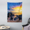 ABAKUHAUS Sonnenuntergang Wandteppich Meeres Landschaftsbild mit klarem Wellen Dämmerung Romantische Fotographieaus Weiches Mikrofaser Stoff 110x150cm Kein Verblassen Klare Farben, Blau Marigold