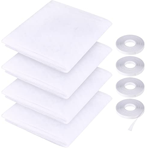FEPITO zanzariera aggiornata per Windows, zanzariera a rete a maglia Zanzariera a forma di zanzara con 4 nastri autoadesivi (1.5m*2m(4pack))
