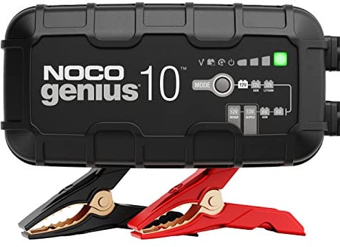 NOCO GENIUS10, 10A Automatic Smart Charger, 6V and 12V Portable Automotive Car Battery Charger, Battery Maintainer, Float Charger, Trickle Charger and Battery Desulfator with Temperature Compensation