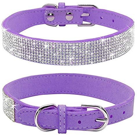 haoyueer Collier pour chien avec strass, en cuir synthétique doux, taille XS, violet