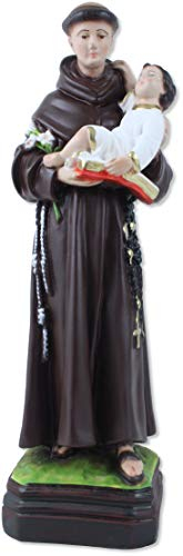Religiose Statue St. Antonius von Padova aus Kunstharz, Höhe 30 cm, handbemalt.