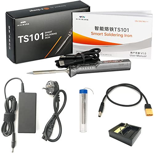 Miniware TS101 - Saldatore originale TS100 portatile, con temperatura OLED digitale regolabile, USB tipo C, set di saldatore rapido (con punta TS-B2)