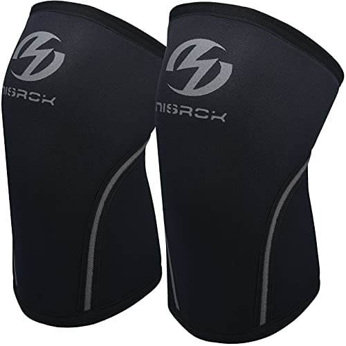 Nisrok Kniebandagen (1 Paar), 7 mm Neopren-Kompressions-Kniebandage, großartige Unterstützung für Cross-Training, Gewichtheben, Powerlifting, Kniebeugen, Basketball und mehr (schwarz, groß)