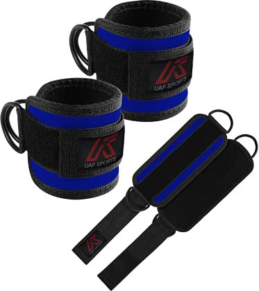 1 x Pair of Ankle Straps for Cable Machines Padded Gym Cuffs for Kickbacks, Glute Workouts, Leg Extensions, Hip Abductors for Men and Women, (Blue, Pair)