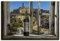ARTLAND Wanddeko Leinwand Bilder Wandbild 120x80 cm Fensterblick Stadt Italien Wein Fenster Ausblick Mediterran U1XJ