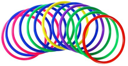 TOYANDONA 12pcs Toss Rings, 4. 7 inch Carnival Rings Ring Toss Games for Kids Outdoor Toss (Random Colors)