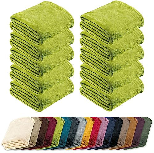 REDBEST Microfaserdecke Amarillo 10er-Pack, Fleece-Wohndecke, Sofadecke grün Größe 130x180 cm - kuscheliger Teddyfleece, pflegeleicht, waschbar