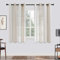 MRTREES Voile Gardinen Kurz Vorhang Halbtransparent Streifen Stores Schals mit Ösenschal Moderner Wohnstil Weiß+Khaki 122×140cm (H×B) für Dekoration Kinderzimmer Wohnzimmer Schlafzimmer 2er-Set