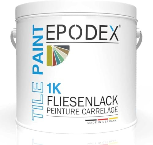 EPODEX® Peinture carrelage 1K - Peinture pour carrelage - Pour mur et plafond de salle de bain et cuisine - 45 couleurs - Blanc multicolore - Inodore - Sans solvant - Résistant à l'abrasion