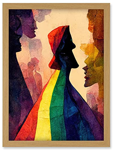 Doppelganger33 LTD The Others Abstract LGBTQ Rainbow Figures Artwork Framed Wall Art Print A4