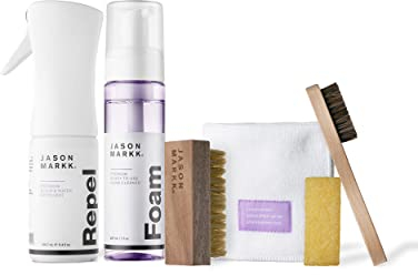 Jason Markk Premium Bundle, Shoe Cleaner Kit, Trainers Care, 6-Piece Set, Foam, Repel Spray, Brushes, Microfiber Towel, Stain Eraser, Ideal for Footwear, Safe on Leather, Suede, Nubuck, Cotton, Knits