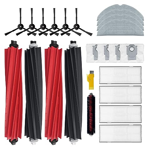 aotengou Accessoires pour roborock S8 Pro Ultra Robot Aspirateur Pièces de rechange 22 Packs 2 ensembles de brosses principales & 4 filtres & 6 brosses latérales & 4 serpillières & 4 sacs à poussière