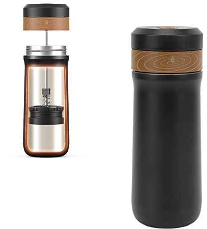 Cafetera Portátil, Cafetera De Prensa Francesa Para Viajes Cafetera Portátil Cafetera De Prensa Francesa Taza De Viaje Aislada De Acero Inoxidable Con Filtro De Posos De Café