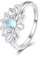 VONALA Lotus Ring 925 Sterling Silber Mondstein Ring Blumenschmuck Geschenke für Frauen Mädchen