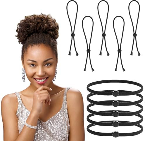 10 Stück verstellbare Haargummi Schwarz Extra Lange Haargummis Afro-Puff-Pferdeschwanz-Krawatten Geeignet für Frauen mit natürlichem lockigem/dickem Haar/lockigem Haar