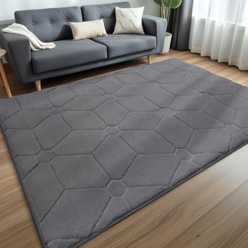 Sour Lemon Teppich Wohnzimmer 200x300cm, Teppichd Grau Waschbarer Teppich Kinderzimmer Flauschige Carpets Schlafzimmer Carpet Gegend Kurzflor Flauschig Rutschmatte Kinderzimmer Teppiche