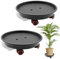 LYFJXX Pflanzen-Caddy mit Rädern, Tragkraft 50 kg, 35 cm, robuster Pflanzenständer mit Wasserbehälter, Dunkelgrau, 2 Packungen