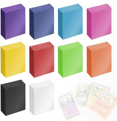 MIGUBIGU 1000 Stück Farbige Karten Hüllen 66 x 91mm, Kunststoff Weiche Sammelkartenhüllen Rückseite Matt Gefrostet 10 Farbe für Sammelkarten