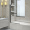 NRG 800 x 1400mm Round Bath Screen with Towel Rail 6mm Glass Black Framed Bathroom Over Bath Screens