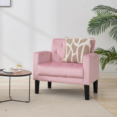 GRAVFORCE Armchair Modern Accent Chair Comfy Upholstered Seats Armchairs for Living Room Bedroom Dining Room Pink