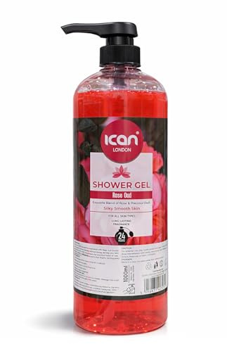 ican London Rose & Precious Oud Shower Gel for Silky Smooth Skin, Luxurious, 1000ml