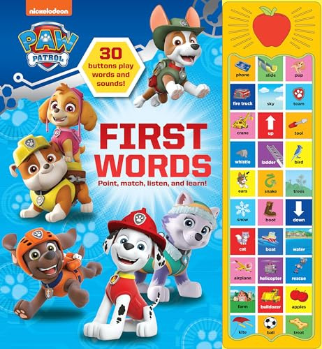 PAW Patrol Chase, Skye, Marshall, and More! First Words 30-Button Sound Book Great for Early Learning - PI Kids