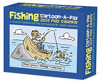 Fishing Cartoon-A-Day by Jonny Hawkins 2024 6.2 X 5.4 Box Calendar