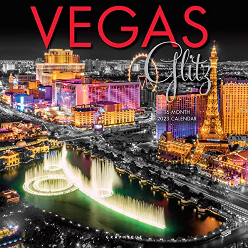Graphique Vegas Glitzer-Wandkalender 2023, 30,5 x 30,5 cm, dickes Papier, Organizer für Zuhause und Büro, großes Monatsraster, 3 Sprachen und markierte Feiertage, 4 Monate Vorschauseite für 2024