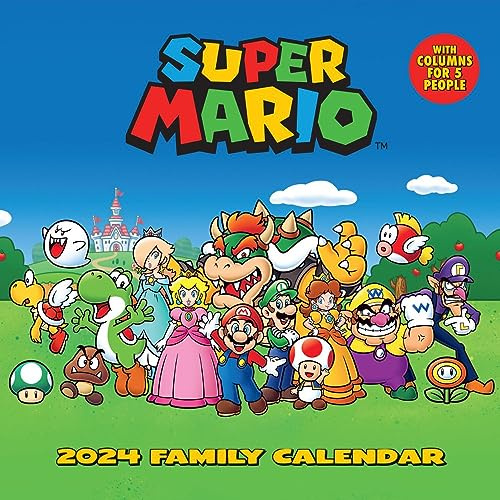 Super Mario 2024 Family Wall Planner 5 Column Calendar