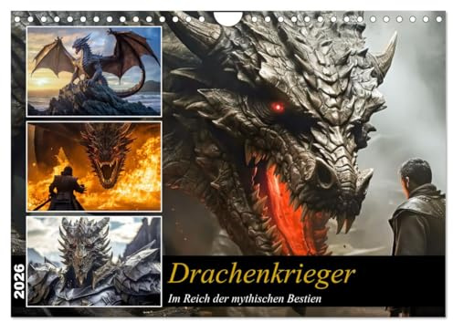Drachenkrieger (Wandkalender 2026 DIN A4 quer), CALVENDO Monatskalender: Im Reich der mythischen Bestien (CALVENDO Kunst)