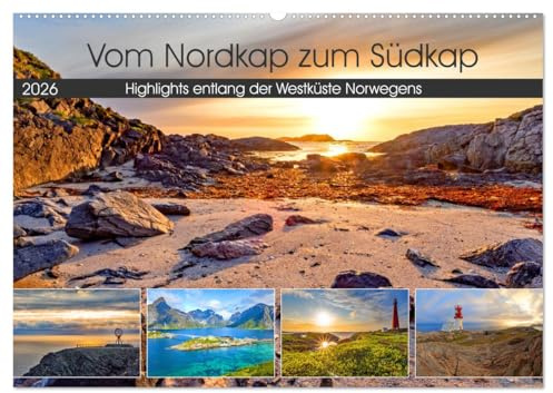 Vom Nordkap zum Südkap (Wandkalender 2026 DIN A2 quer), CALVENDO Monatskalender: Die schönsten Highlights entlang der Westküste Norwegens (CALVENDO Orte)