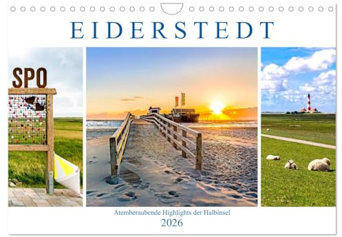EIDERSTEDT-HIGHLIGHTS (Wandkalender 2026 DIN A4 quer), CALVENDO Monatskalender: Fastzinierende Eindrücke der Halbinsel (CALVENDO Natur)