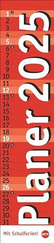Langplaner, rot 2025: Praktischer Streifenkalender fürs Büro. Länglicher Wandkalender mit genug Platz zum Eintragen. Terminkalender 2025. 11 x 49 cm (Bürokalender Heye)