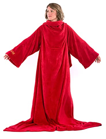 Snug Rug Deluxe Kuscheldecke mit Ärmeln für Erwachsene Vlies-Decke mit Ärmel, aus Coral-Fleece, Rot Rood , 214 x 152cm