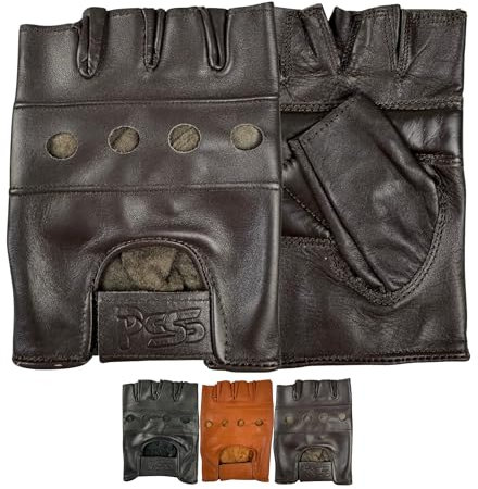 Prime Fingerlose Handschuhe echtes Leder weiche Qualität Krafttraining Radfahren Rollstuhl Bodybuilding Gewichtheben Fitness S braun