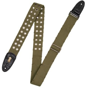 Levy's Leathers 2 Tear Wear Cotton Guitar Strap With Brass Eyelets And Tri-glide Adjustment; Green (MC8TWEY-GRN)