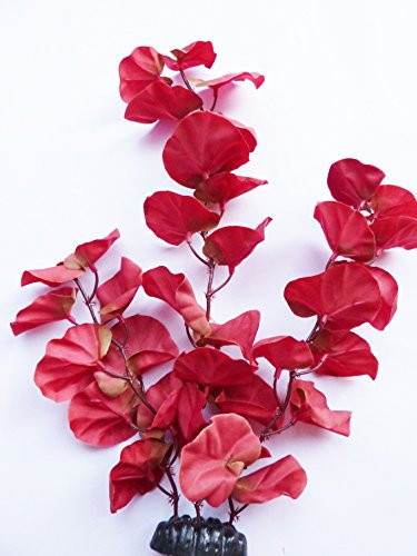 Aquarium Plants (Silk) Red Lily Fish Tank Decoration (30cm Tall)
