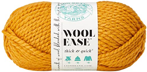 Lion Brand Yarn Wool-Ease Thick & Quick Acrylgarn, Farbe: Grünkohl, 21,59 x 9,53 x 9,53 cm, acryl, senffarben, 21.59x9.525x9.525 cm