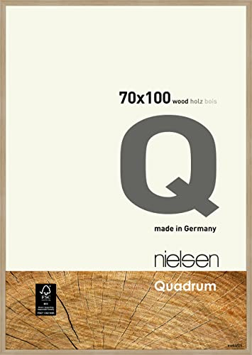 nielsen Bilderrahmen, 70 x 100 cm, Holz, Eiche Natur, Posterrahmen zum Aufhängen im Hoch- & Querformat, Echtglas, Quadrum