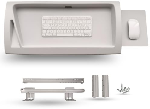 INDAUX Supporto Porta Tastiera Estraibile con Ripiano Ausiliare per Il Mouse. Guide in Acciaio (con PortaMouse)