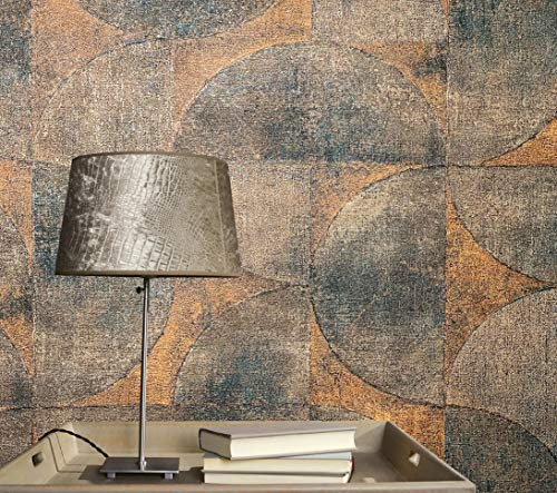 Tapete Rot Braun Rostoptik Halbkreis für Schlafzimmer Wohnzimmer oder Küche 100% Made in Germany Premium Vlies Qualität 10,05 X 0,53m